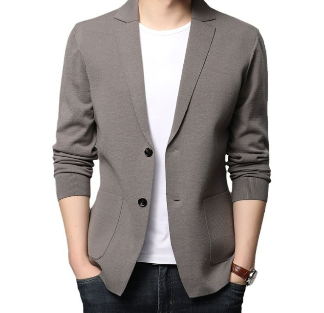 休闲修身小西装外套 灰色 190